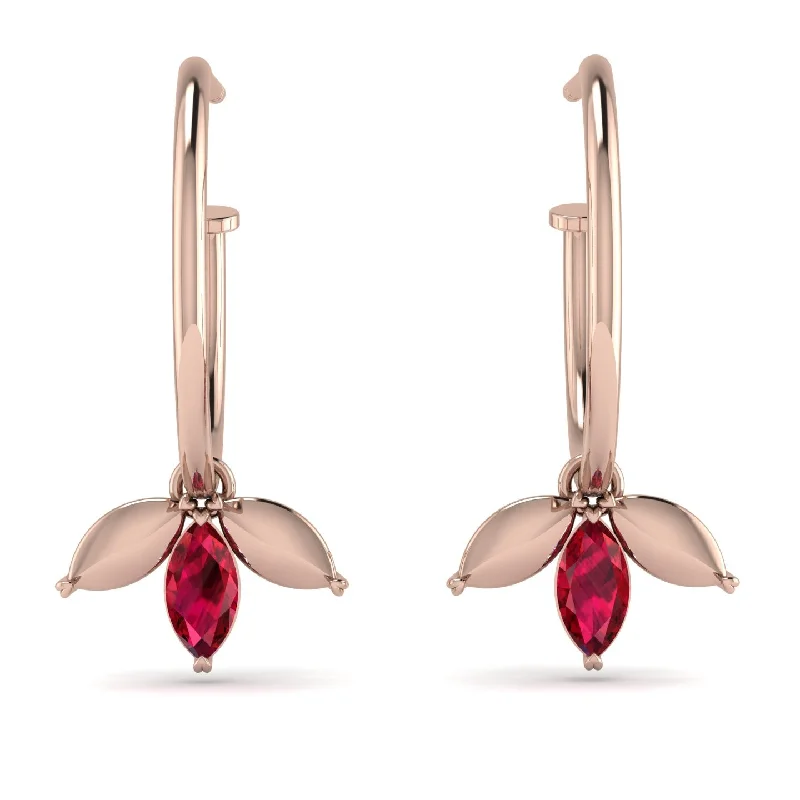 Beautiful Stud Earrings For Elegant Appeal-Leaves Ruby Earrings - Anika No. 11