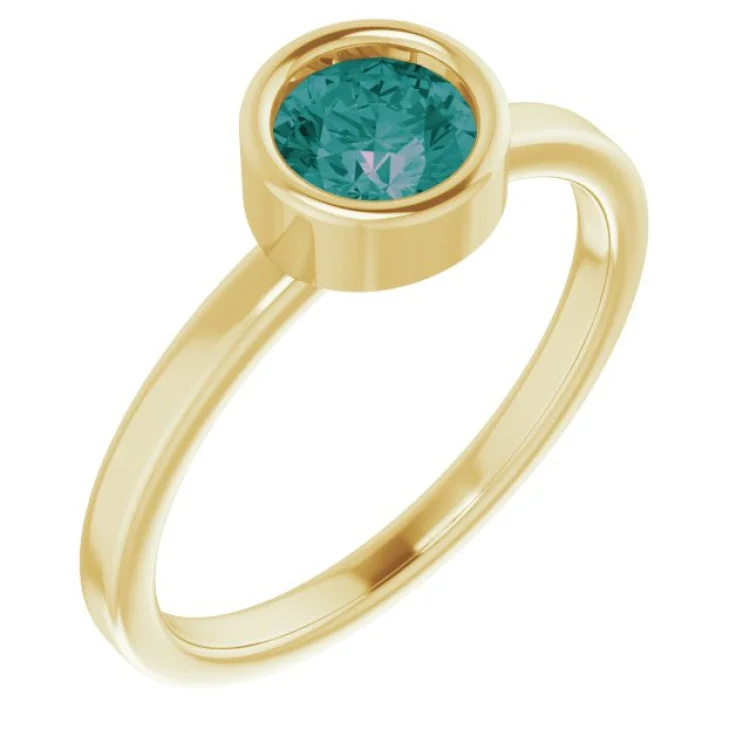 Luxury Engagement Rings For Memorable Proposals-14K Yellow 5.5 mm Lab-Grown Alexandrite Ring