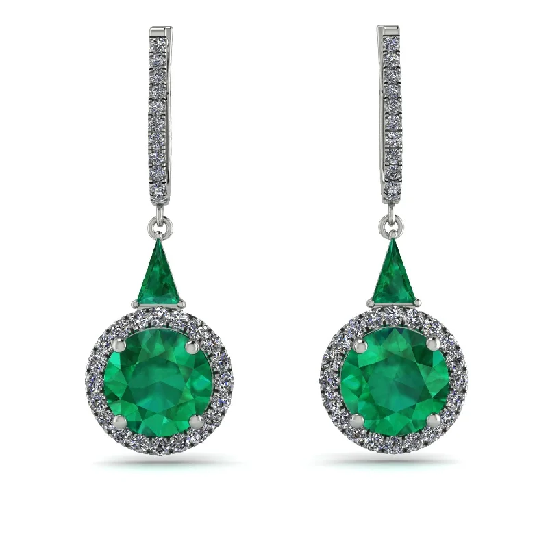 Large Stud Earrings For Bold Glam-Hidden Halo Emerald Earrings - Joanna No. 6