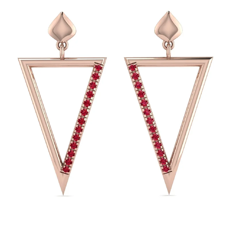 Minimalist Earrings For Everyday Elegance-Triangle Ruby Stud Earrings - Amiyah No. 11