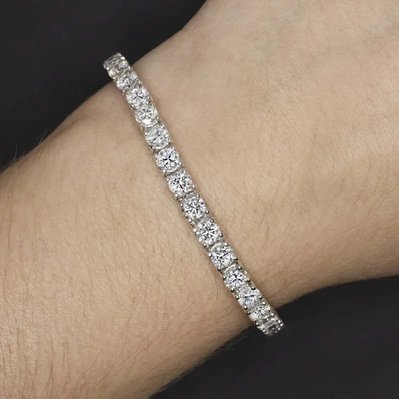 Simple Chain Bracelets For Everyday Wear-11.77ct DIAMOND TENNIS BRACELET 14k WHITE GOLD ROUND BRILLIANT CUT CLASSIC 12ct