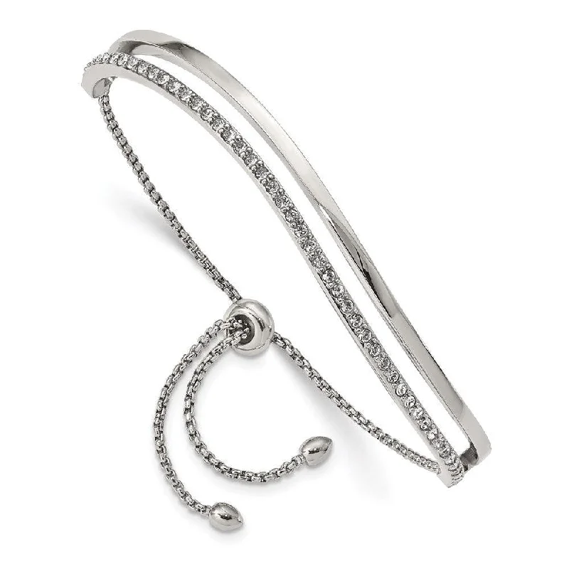 Classic Cuff Bangles For Stylish Looks-Stainless Steel Polished with Crystals from Swarovski Adjustable Bangle