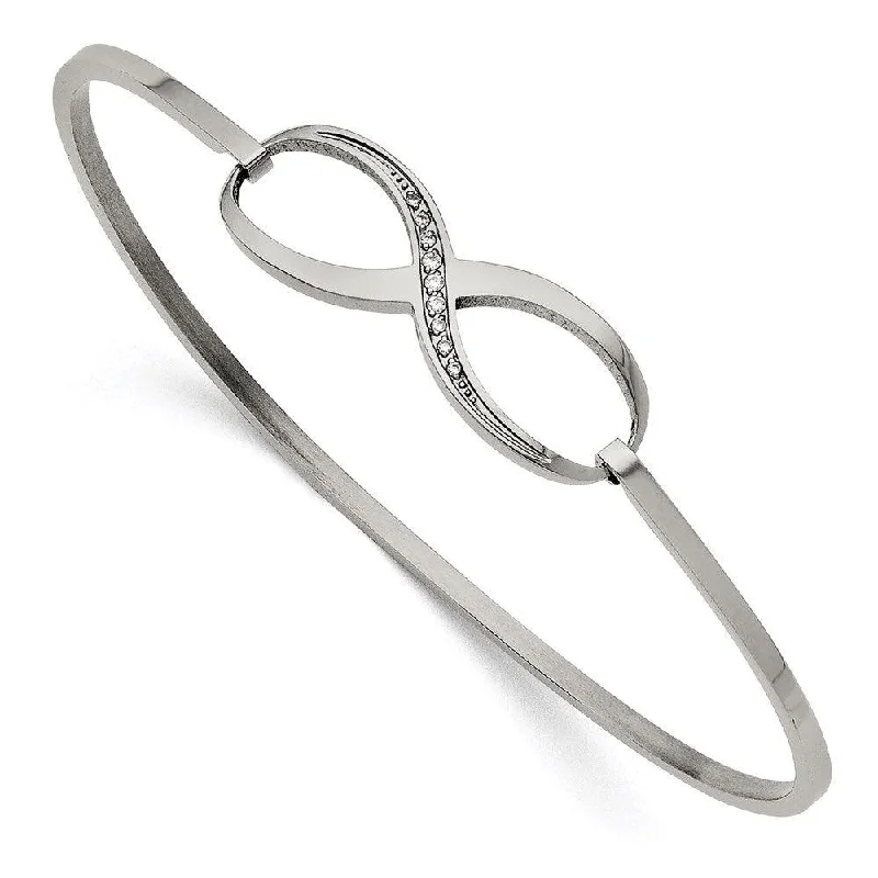 Stunning Stackable Bangles For Layered Fashion-Stainless Steel Infinity Polished CZ Bangle