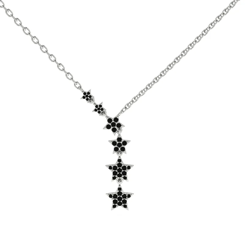 Gold Starry Night Necklace With Black Diamond - Blair No. 9