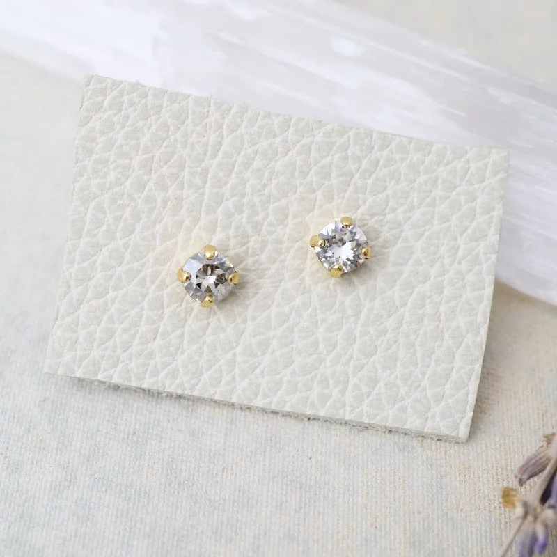 Sparkling Resin Earrings For Creative Glam-Round Moonlight Post Earrings - Gold Plate