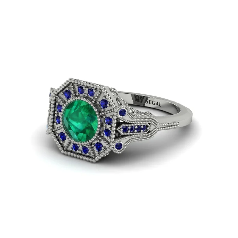 Simple Diamond Rings For Subtle Elegance-Emerald 14K Gold Art Deco Engagement Ring - Erin No. 66