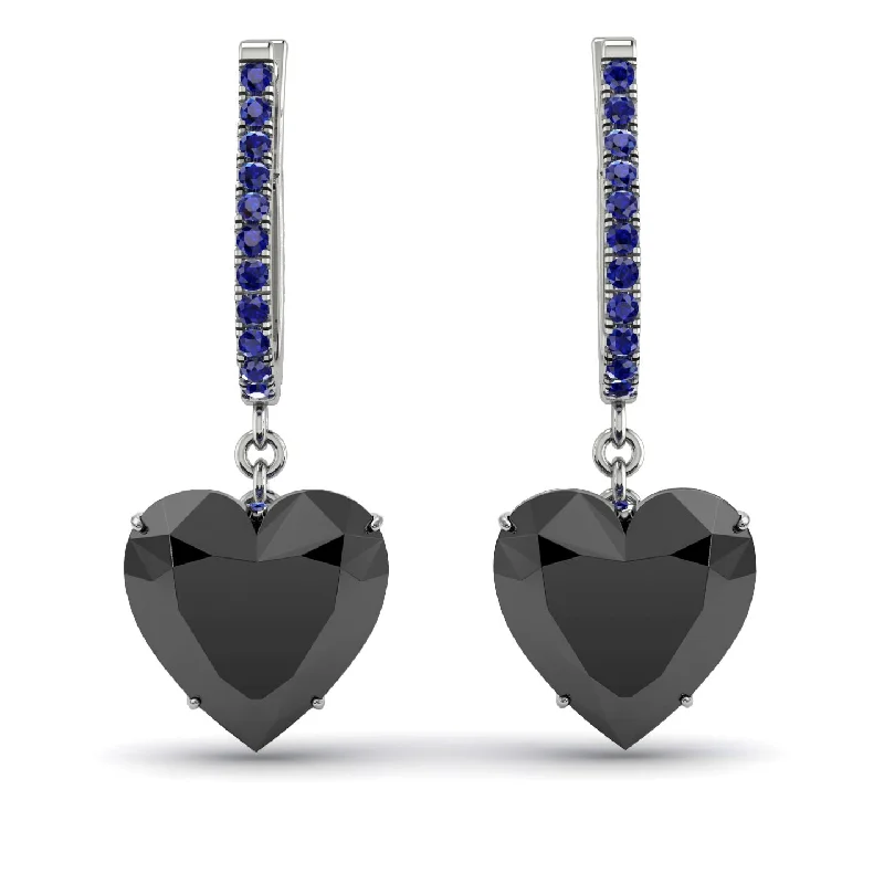 Stylish Earrings For Formal Parties-Heart Black Diamond Earrings - Noelle No. 69