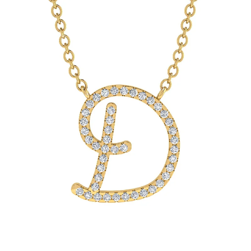 Diamond Gold Letter Necklace - D