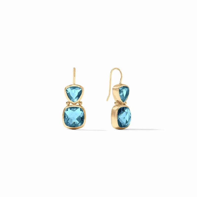 Stylish Earrings For Day Wear-Iridescent Capri Blue Aquitaine Earrings