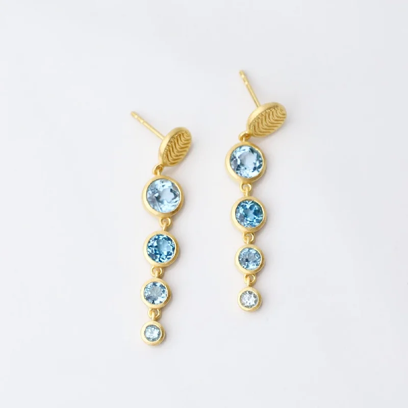 Affordable Gold Earrings For Everyday Wear-Serenity 4 Sky Blue Topaz Drop Earrings