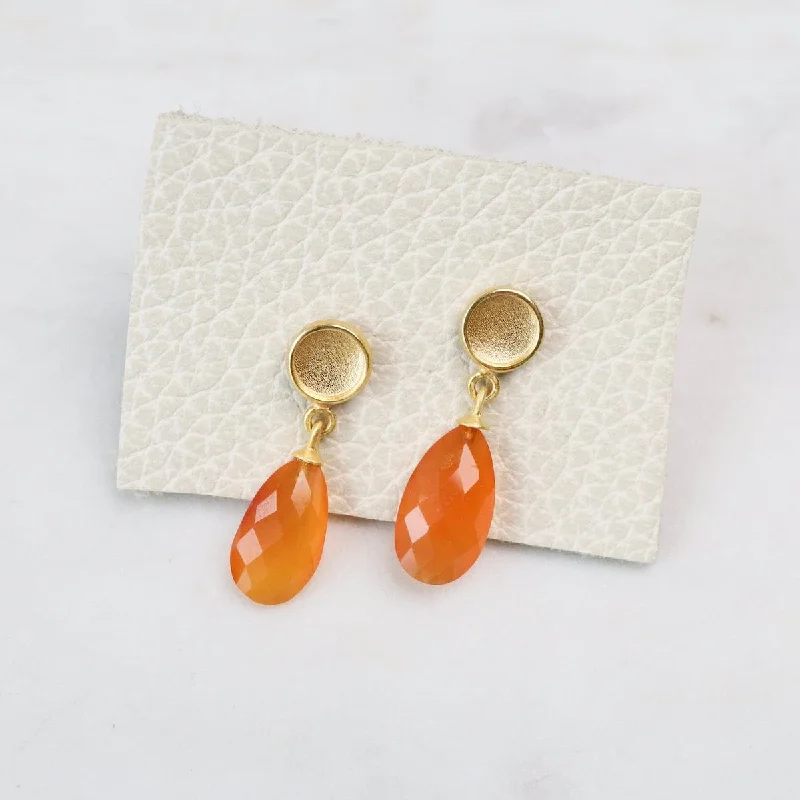 Simple Crystal Earrings For Subtle Elegance-Sun Drop Carnelian Earrings