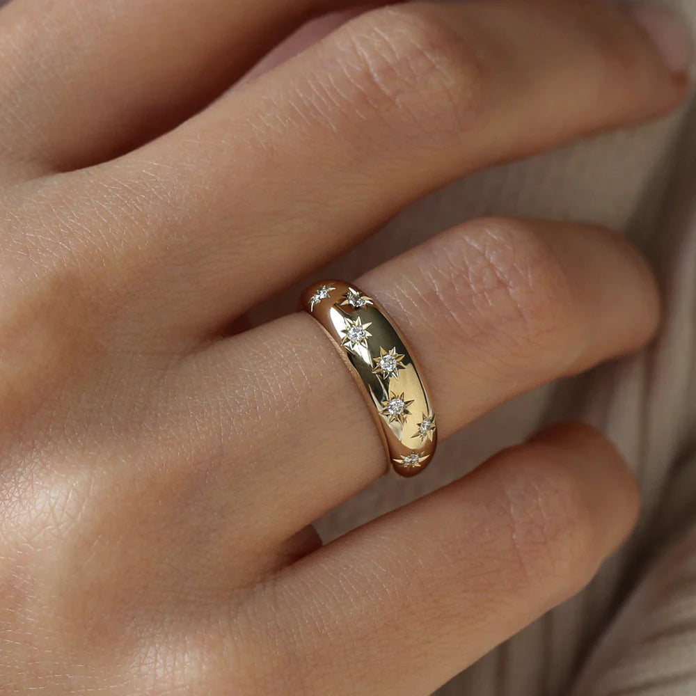 Luxury Platinum Engagement Rings For Brides-Polar Bling Gold Plated Band