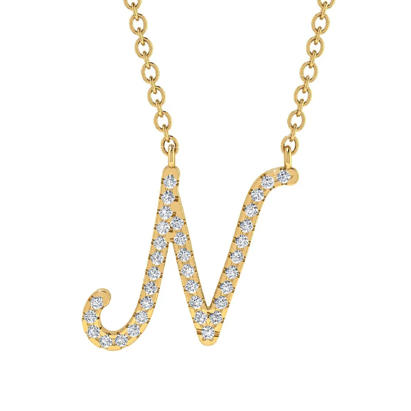 Diamond Gold Letter Necklace - N