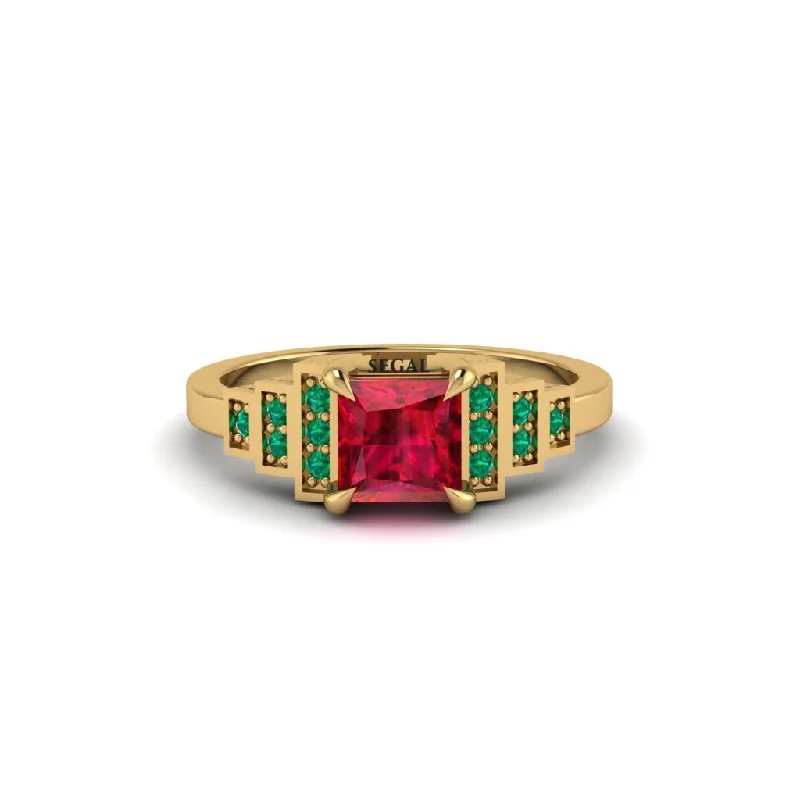 Elegant Engagement Rings For Timeless Glam-Ruby Geometric Princess Cut Engagement Ring - Thea No. 25