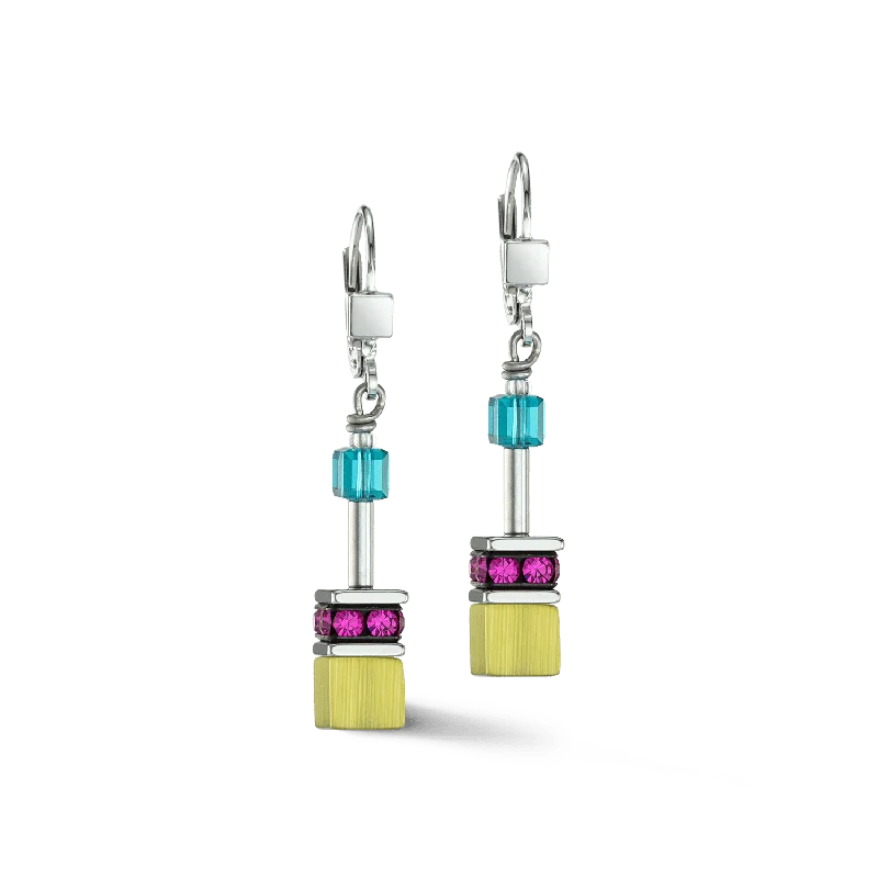 Unique Crystal Earrings For Wedding Style-Multicolor GeoCube Iconic Earrings