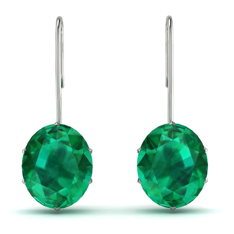 Beautiful Stud Earrings For Elegant Appeal-Oval Hidden Halo Emerald Earrings - Gemma No. 51