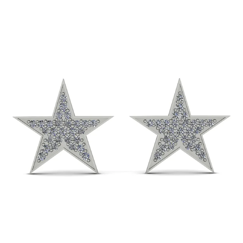 Stunning Pearl Earrings For Formal Wear-Star Stud Diamond Earrings - Star No. 3