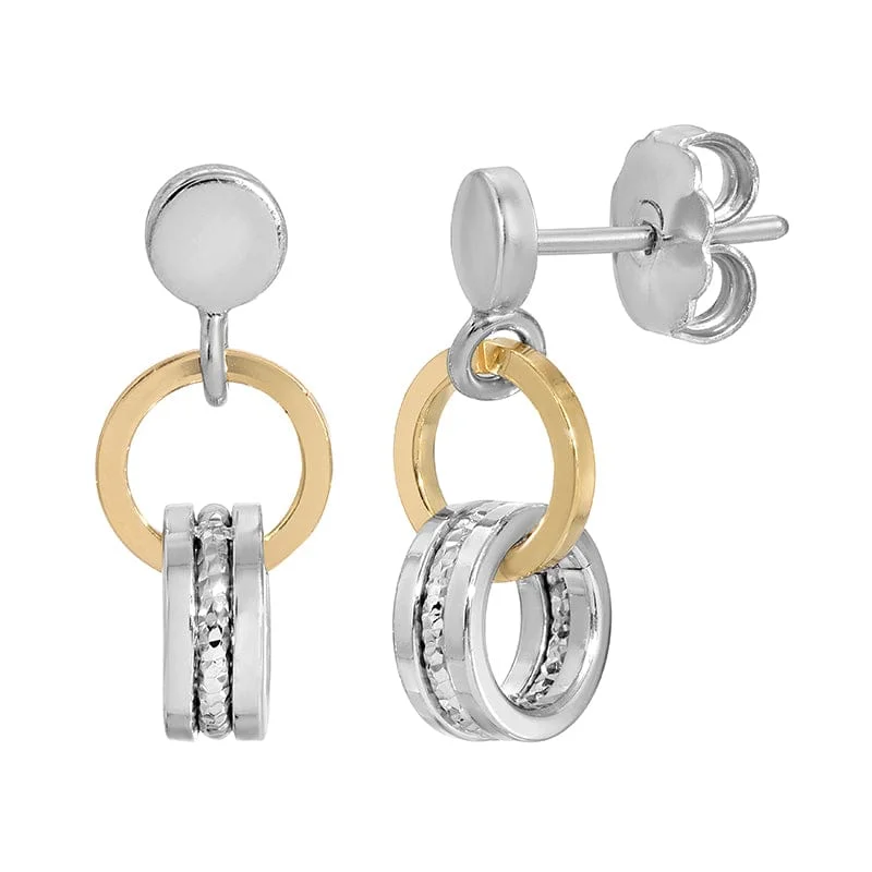 Silver Earrings For Sophisticated Looks-Sterling Silver & Gold Plated Barrel Earrings