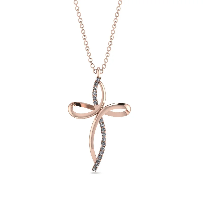 Unique Diamond Swirling Cross Necklace - Arthur No. 2