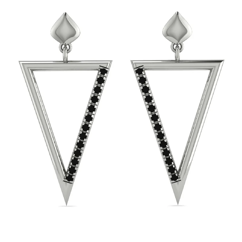 Gold Dangle Earrings For Luxurious Style-Triangle Black Diamond Stud Earrings - Amiyah No. 9