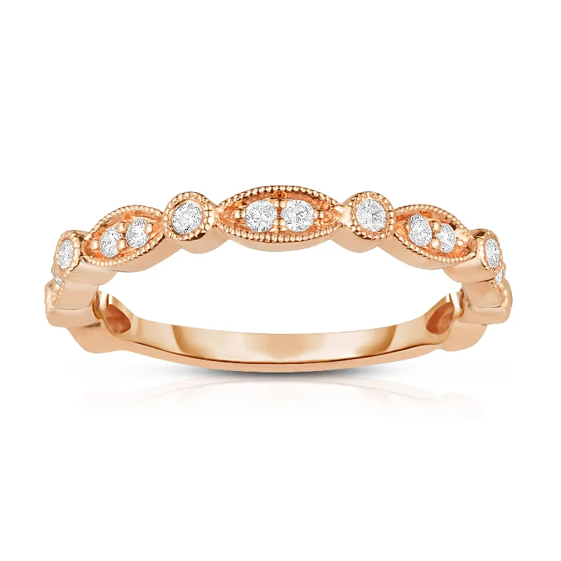 Fashionable Wedding Bands For Modern Couples-14K Rose Gold .10Ct Diamond Stackable Band