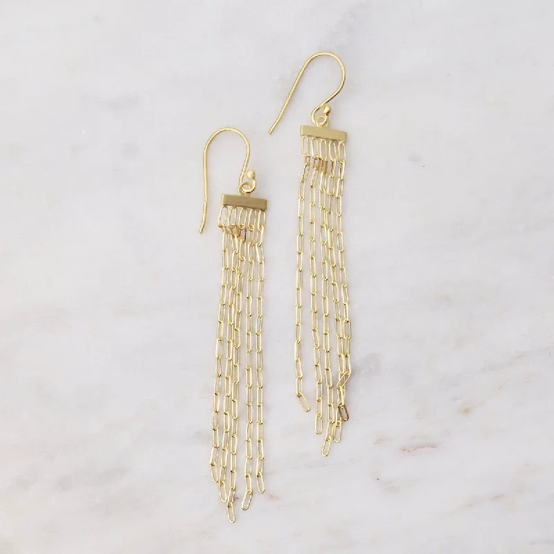 Bold Earrings For Statement Fashion-Five Long Link Chains Earrings