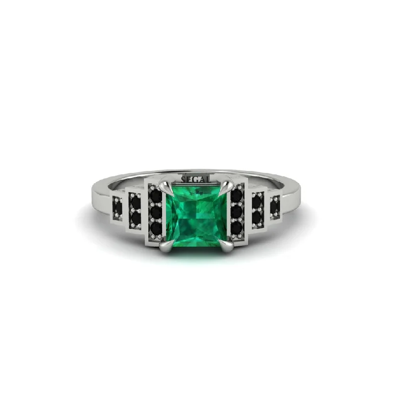 Simple Engagement Rings For Subtle Glam-Emerald Geometric Princess Cut Engagement Ring - Thea No. 36