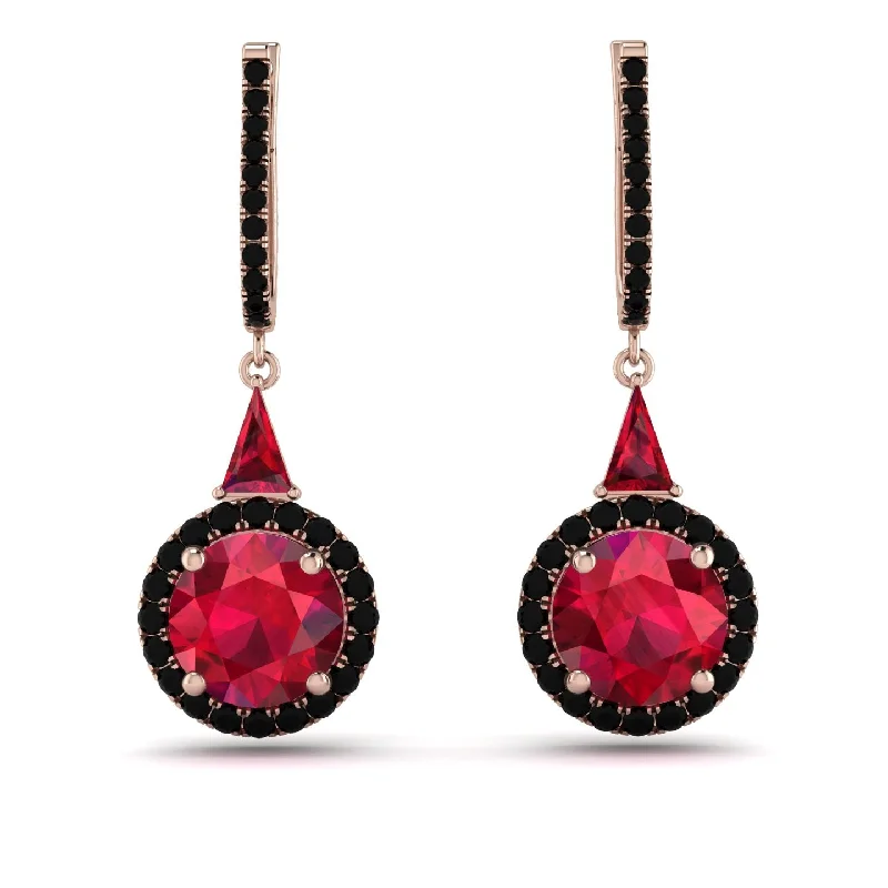 Elegant Silver Earrings For Formal Wear-Hidden Halo Ruby Earrings - Joanna No. 41