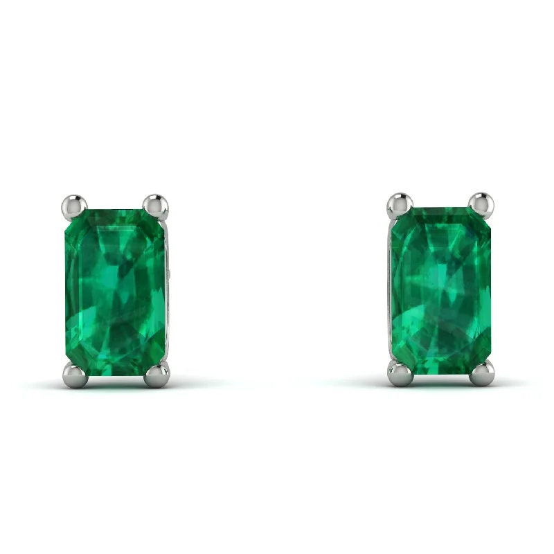 Beautiful Drop Earrings For Wedding Glam-Hidden Diamonds Emerald Cut Emerald Earrings - Angel No. 51