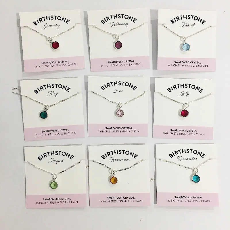 Bec Platt Designs Birth Stone Necklaces - Silver Various