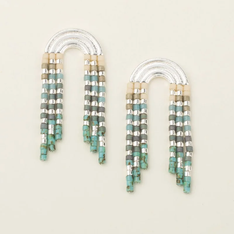 Fashionable Crystal Earrings For Bold Statements-Chromacolor Miyuki Rainbow Fringe Earrings - Turquoise Multi/Silver