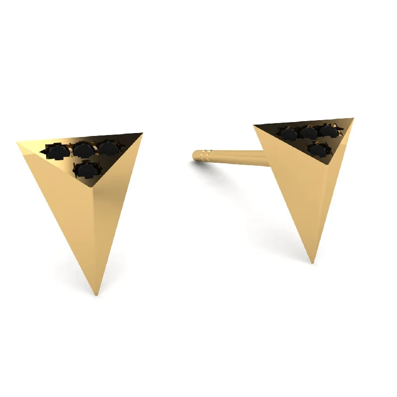 Trendy Gold Earrings For Special Days-Triangle Black Diamond Earrings - Livia No. 7