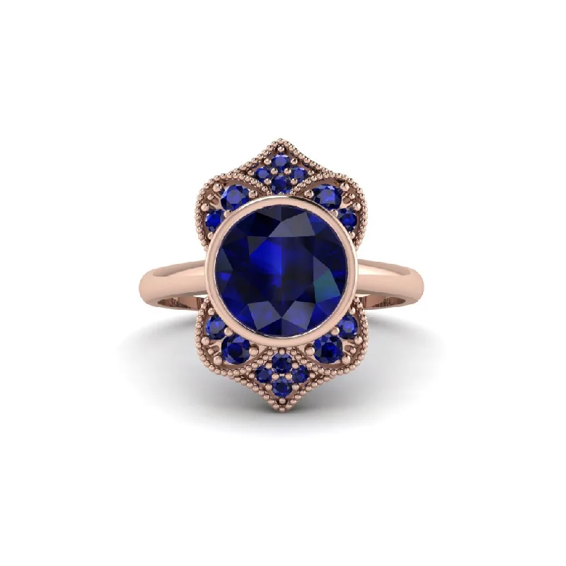 Stunning Cocktail Rings For Bold Glam-Sapphire Bezel Vintage-Inspired Engagement Ring - Olive No. 74