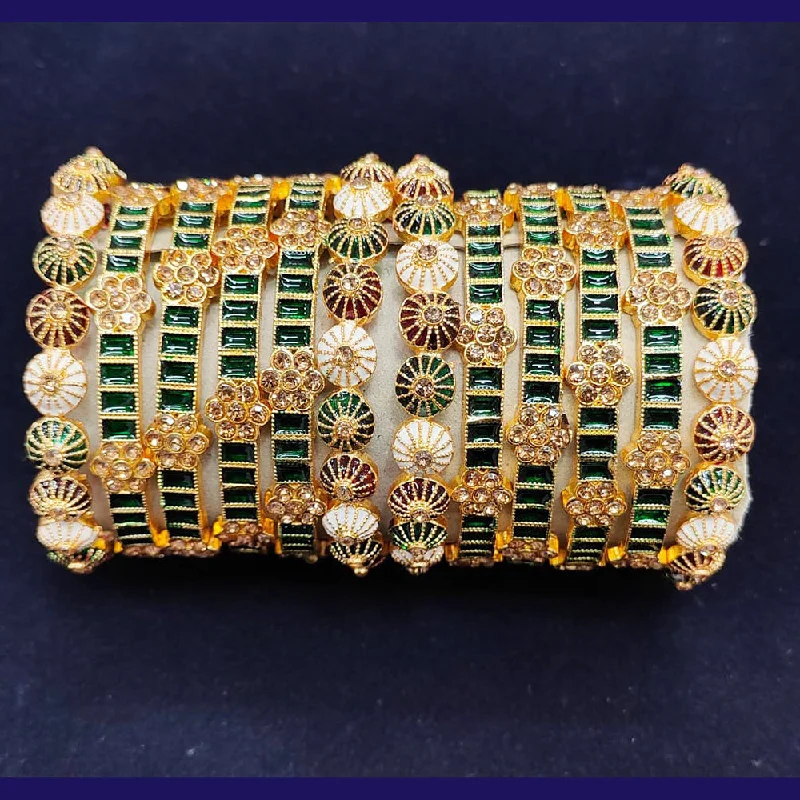 Stunning Beaded Bangles For Vibrant Fashion-Pooja Bangles Gold Plated Meenakari Bangle Set