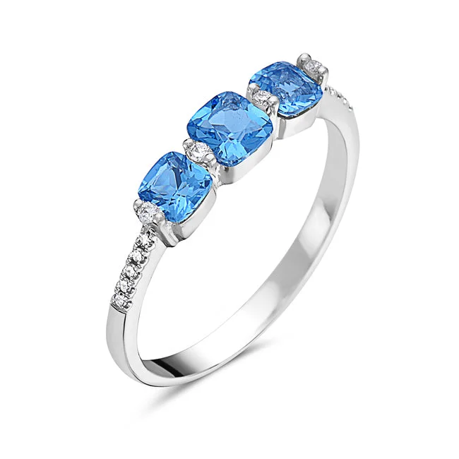 Stunning Gemstone Wedding Bands For Brides-Blue Topaz And Diamond Fashion Ring