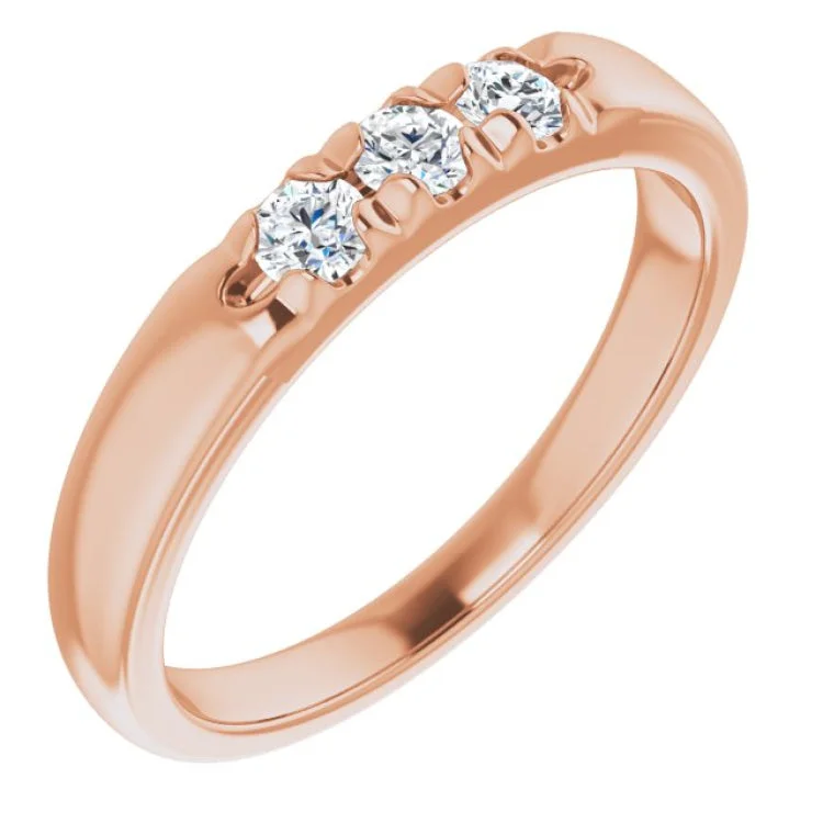 Simple Custom Wedding Rings For Unique Style-14K Rose 1/4 CTW Natural Diamond Anniversary Band