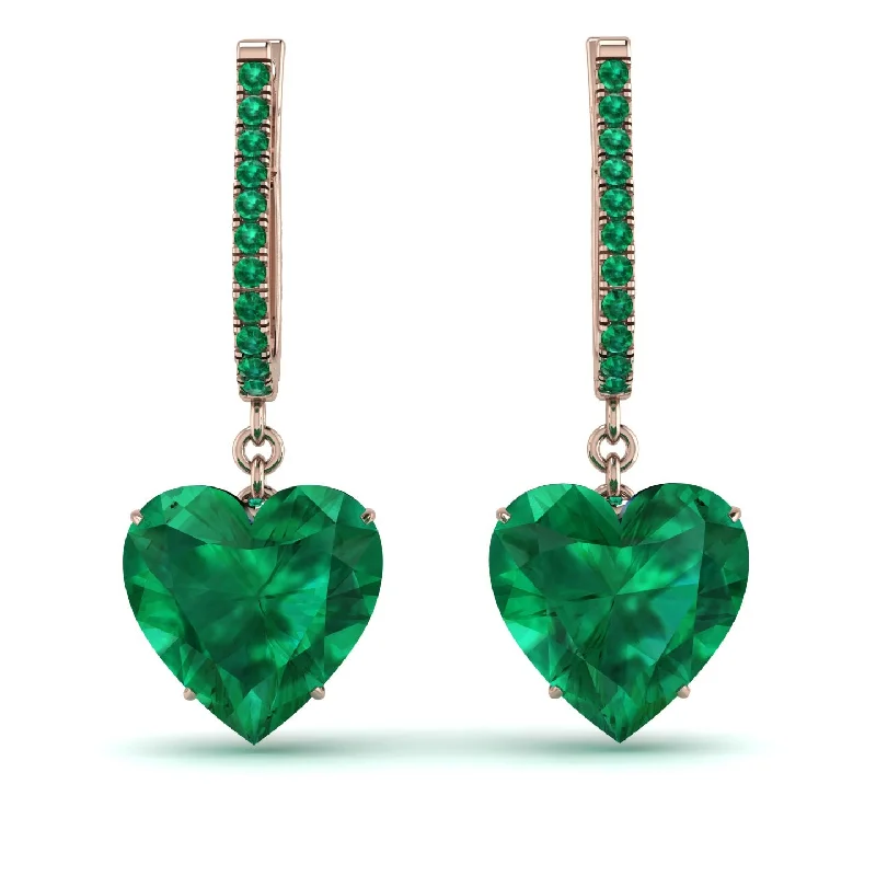 Large Statement Earrings For Bold Fashion-Heart Emerald Earrings - Noelle No. 20