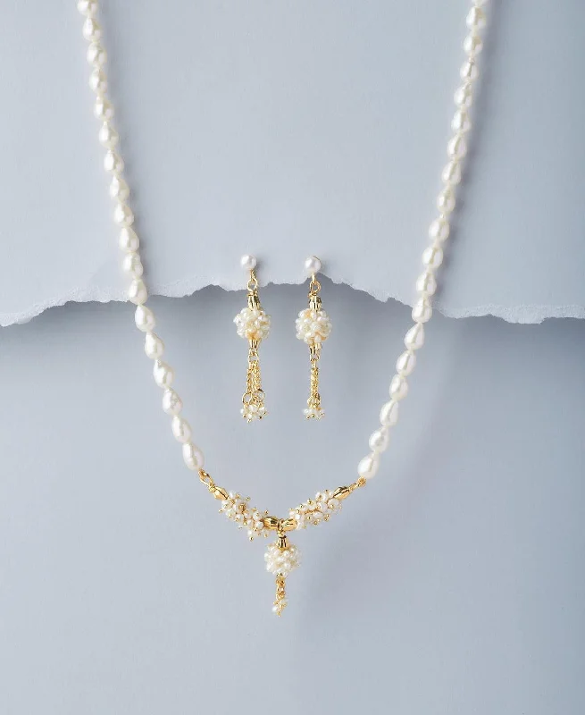 Traditional Real Pearl Necklace Set