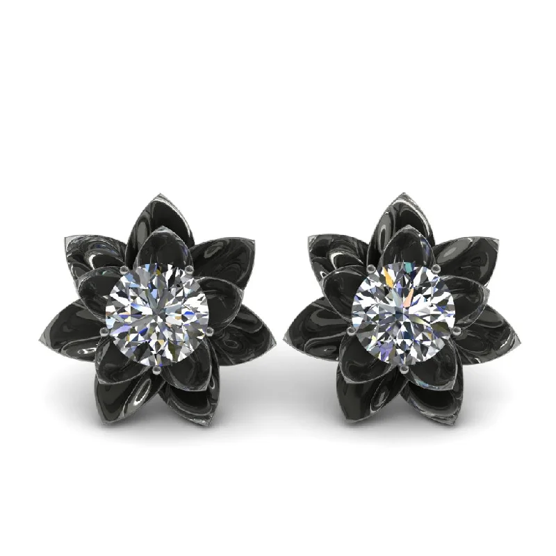 Luxury Earrings For High-End Fashion-Lotus Flower Diamond Earrings - Lotus no. 3