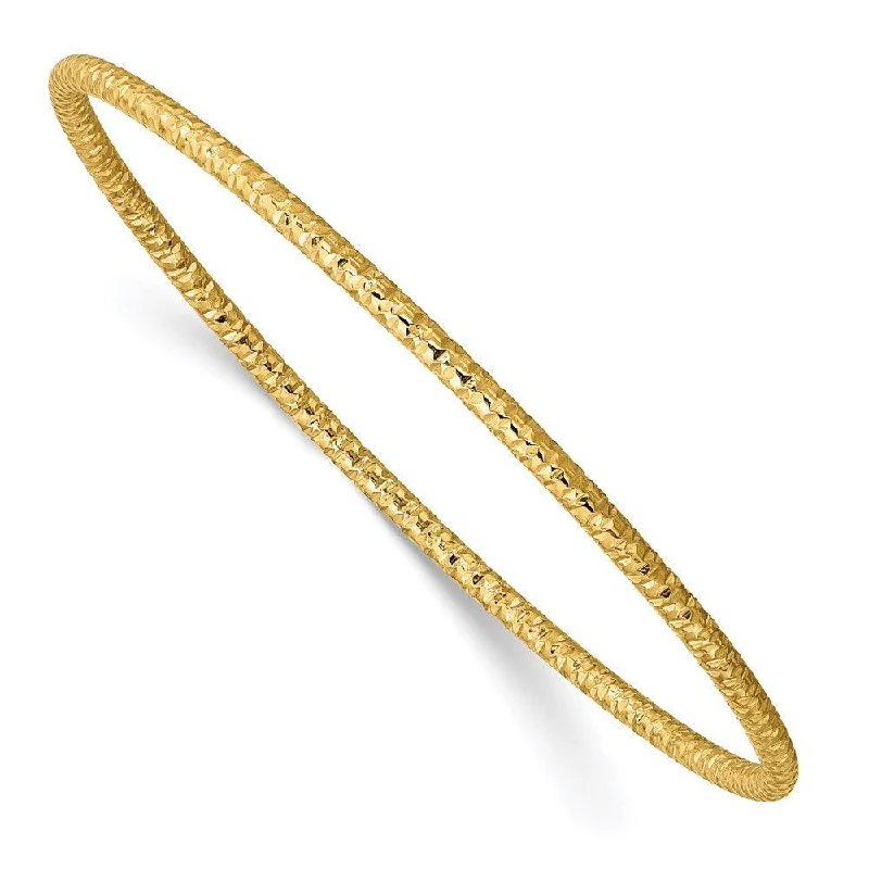 Beautiful Adjustable Bangles For Perfect Fit-Stainless Steel Polished Textured Yellow IP-plated 2mm Slip on Bangle