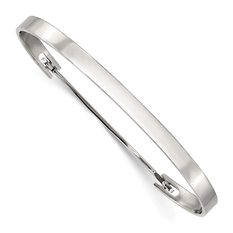 Beautiful Floral-Pattern Bangles For Elegant Style-Stainless Steel Polished Flexible 4.75mm Bangle