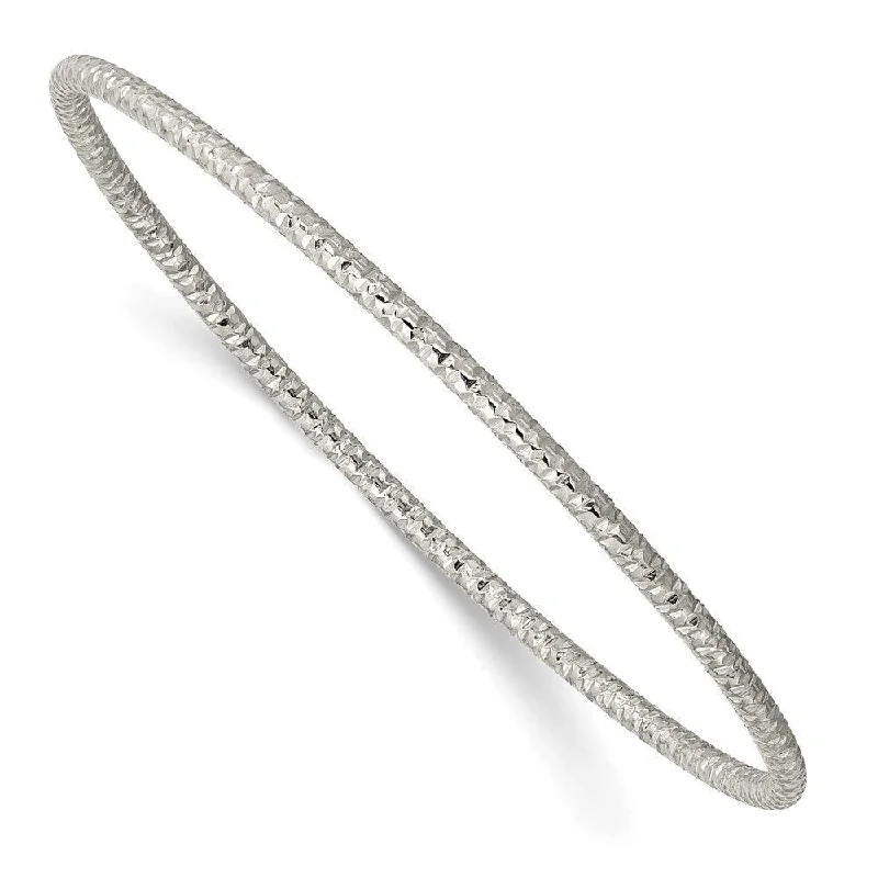 Elegant Stackable Bangle Bracelets For Fashionistas-Stainless Steel Polished Textured 2mm Slip on Bangle