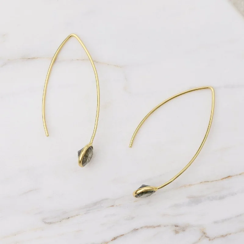 Trendy Gemstone Earrings For Vibrant Fashion-Gold Filled Hair Pin Drop Earrings with Bezel Set Labradorite