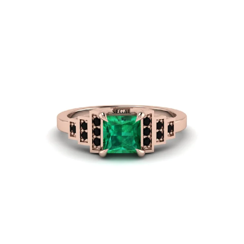 Sparkling Wedding Bands For Elegant Occasions-Emerald Geometric Princess Cut Engagement Ring - Thea No. 35