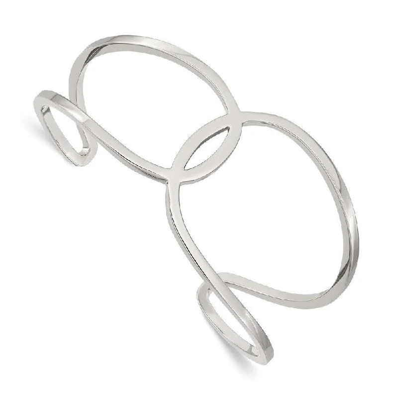 Stunning Silver Bangles For Fashion-Forward Looks-Stainless Steel Polished Cuff Bangle