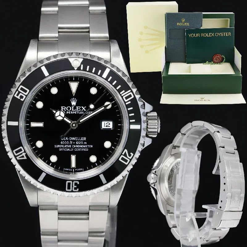 Stylish Smart Watches With Heart Rate Monitoring-2007 MINT Rolex Sea-Dweller Steel 16600 Black Dial Date 40mm Watch Box