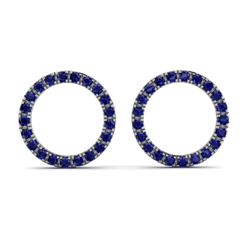 Custom Gemstone Earrings For Personalized Looks-Circle Stud Sapphire Earring - Lucille No. 15