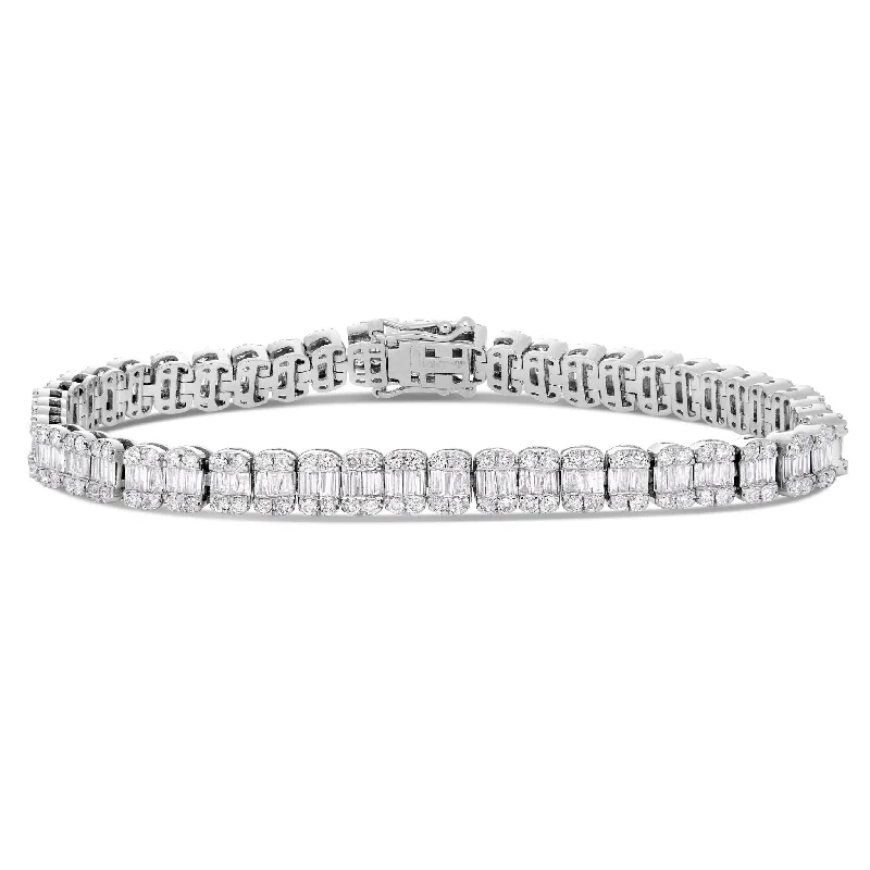 Affordable Custom Bracelets For Personalized Wear-10K White Gold 6.0ct Baguette Diamond Bracelet