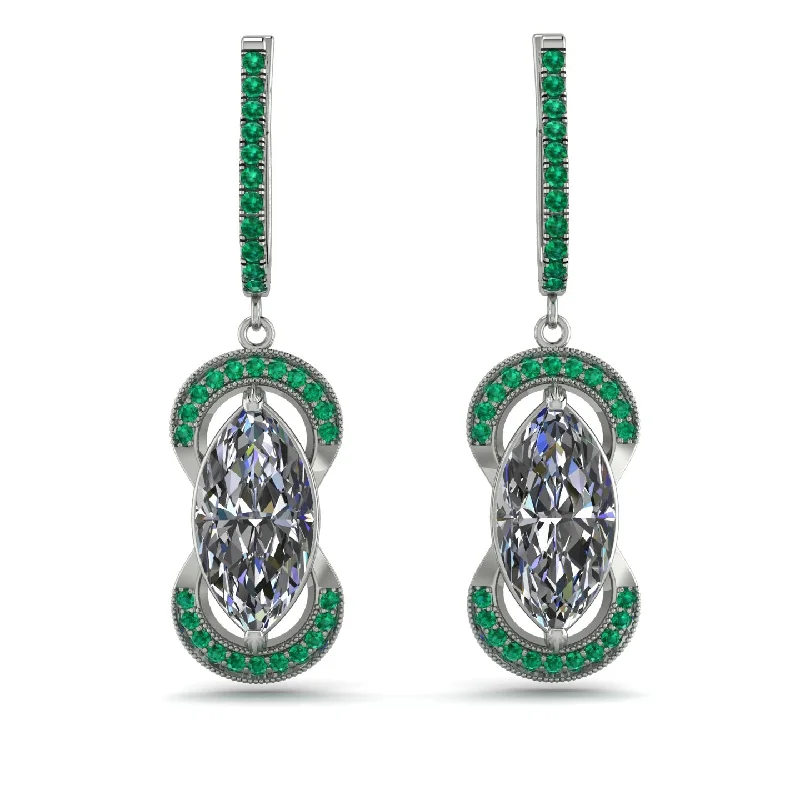 Trendy Earrings For Bold Looks-Marquise Vintage Diamond Earrings - Marley No. 18