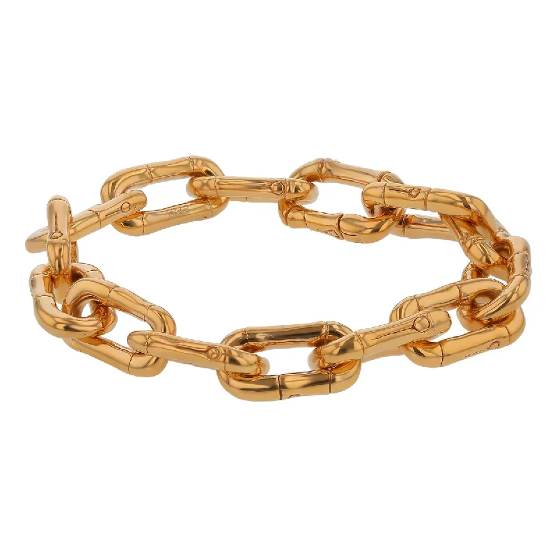 Beautiful Custom Bracelets For Personalized Gifts-John Hardy Bamboo Oval Link Bracelet in 18k Yellow Gold 7.5"